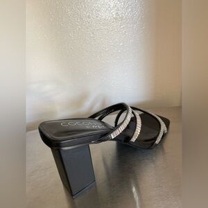 COCONTS BY MATISSE BLACK AND SILVER STRAPPY BLING SANDALS